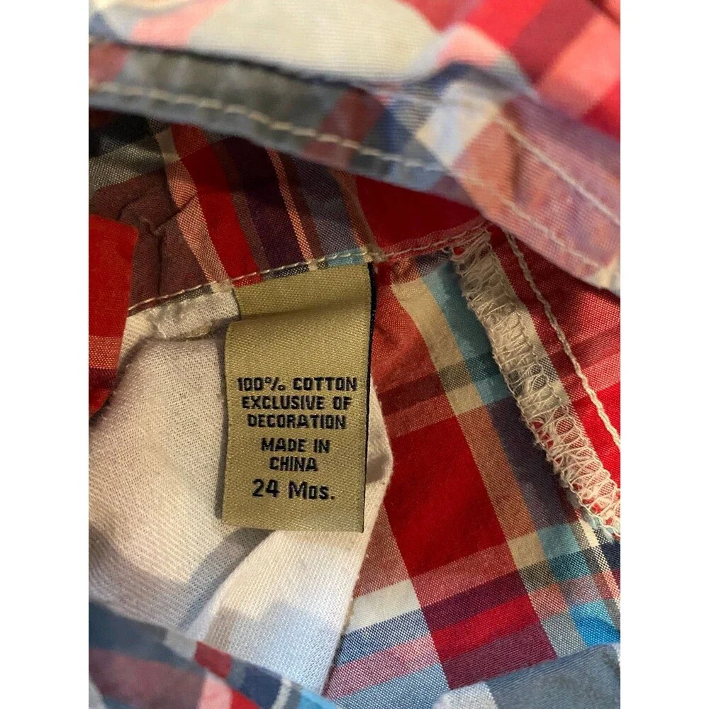 Boy's 24 Month Overalls OshKosh Bgosh Plaid Shortalls Outdoor Adjustable